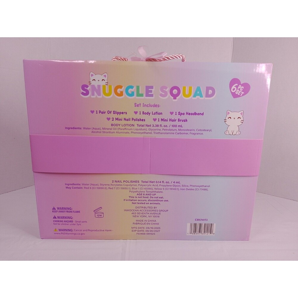 Snuggle Squad 6-Piece Kids Beauty & Spa Gift Set Cat Slipper Headband New Sealed - Picture 2 of 6